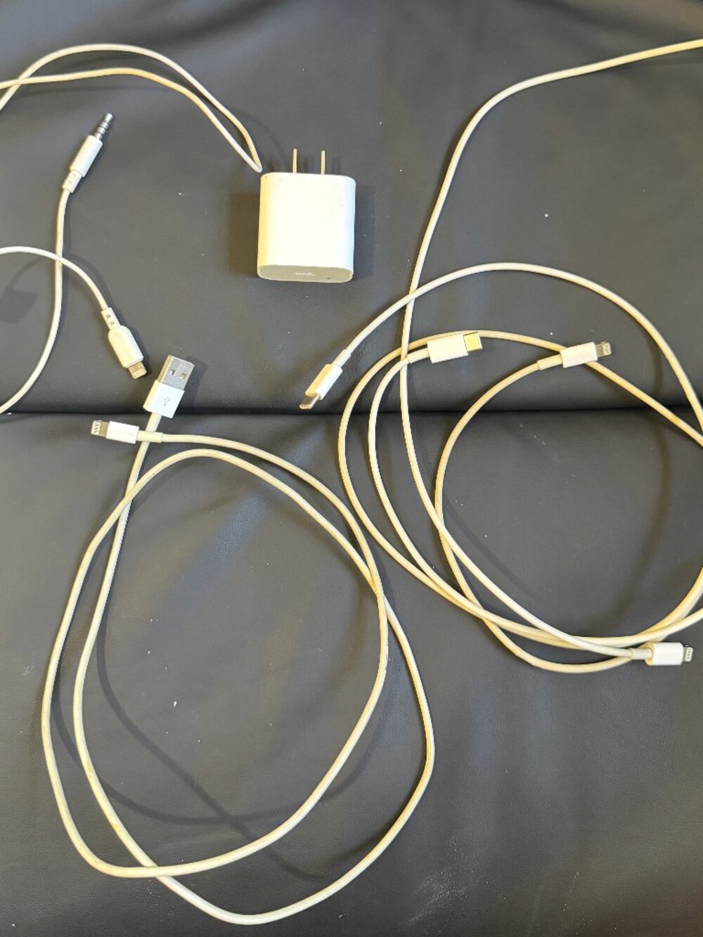 2 USB-C to Lightning, 1 USB to Lightning, 3.5MM Audio Dongle, 1 Charging Block